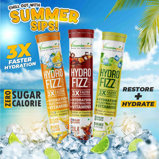 Vitaminnica Hydro Fizz- 20 Effervescent Tablets | Ultimate Hydration, Electrolytes & Vitamin Boost