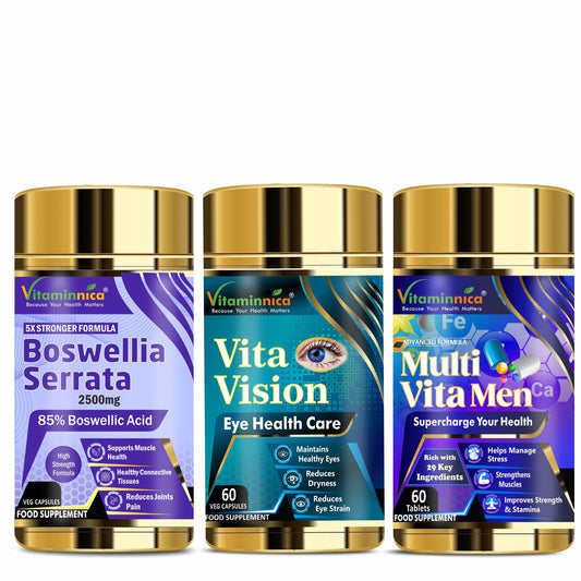 Vitaminnica Boswellia Serrata+ Vita Vision+ Multi Vita Men- Combo Pack| 180 Capsules